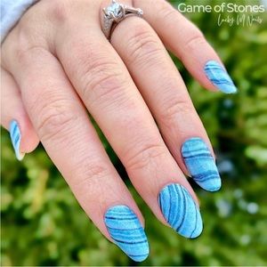 *Retired* Color Street: Game of Stones | Blue Silver Agate Stripes Nature Pastel